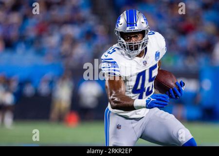 Jason Cabinda of the Detroit Lions runs the ball against the New