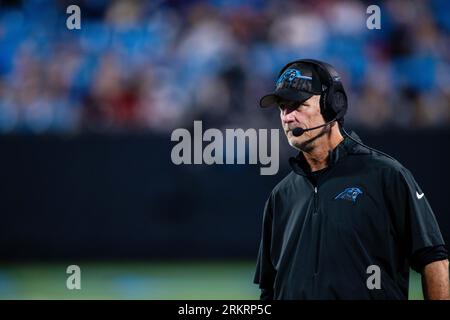 August 25, 2023: Carolina Panthers Frank Reich during the third quarter of the NFL matchup against the Detroit Lions in Charlotte, NC. (Scott Kinser/Cal Sport Media) Stock Photo