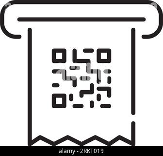 Qr code printed out on check. Pixel perfect, editable stroke Stock Vector