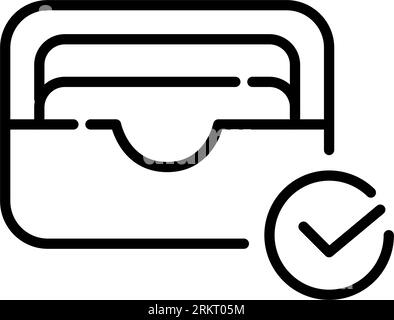 Card holder with checkmark. Approved secure payment method. Pixel perfect, editable stroke Stock Vector