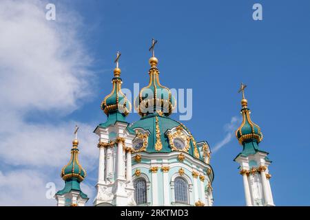 St. Andrew's Church is an Orthodox church in Kyiv, consecrated in the name of the Apostle Andrew the First-Called. Stock Photo