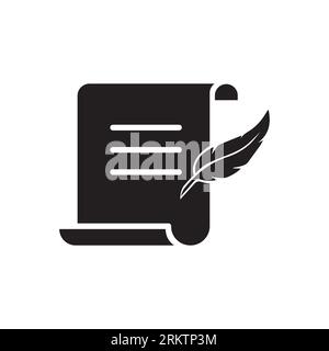 History, writing icon. Solid style for web template and app. Simple thin line, poetry, book concept, education, vector illustration design on white ba Stock Vector