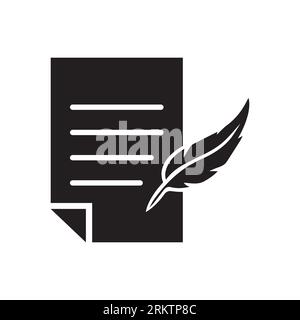History, writing icon. Solid style for web template and app. Simple thin line, poetry, book concept, education, vector illustration design on white ba Stock Vector