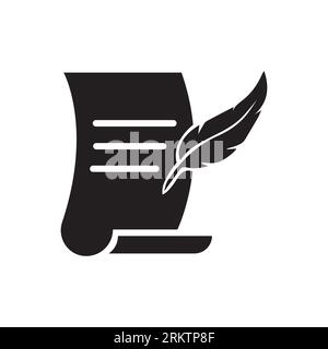 History, writing icon. Solid style for web template and app. Simple thin line, poetry, book concept, education, vector illustration design on white ba Stock Vector