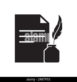 History, writing icon. Solid style for web template and app. Simple thin line, poetry, book concept, education, vector illustration design on white ba Stock Vector