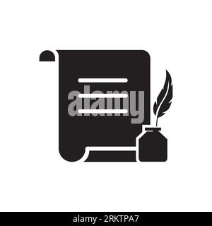 History, writing icon. Solid style for web template and app. Simple thin line, poetry, book concept, education, vector illustration design on white ba Stock Vector