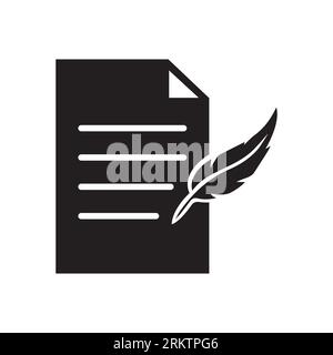 History, writing icon. Solid style for web template and app. Simple thin line, poetry, book concept, education, vector illustration design on white ba Stock Vector