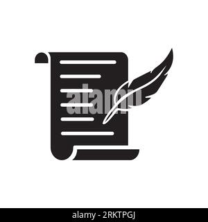 History, writing icon. Solid style for web template and app. Simple thin line, poetry, book concept, education, vector illustration design on white ba Stock Vector