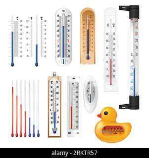 Meteorology indoor thermometer realistic vector illustration isolated.  Temperature scale instrument, thermometer for weather Stock Vector Image &  Art - Alamy