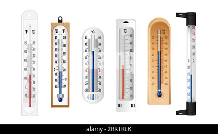 Realistic weather thermometer with high and low temperature. Outdoor temperature  measurement. Isolated vector on white background Stock Vector Image & Art -  Alamy