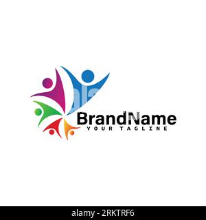 Unity human people success team logo icon vector template. Stock Vector