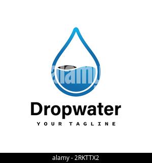 Water Logo. Blue Water Drop Icon with Circle Around isolated on White Background. Usable for Business, Science, Healthcare, Medical and Nature Logos. Stock Vector