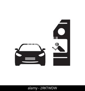 Drive through glyph icon. Simple solid style symbol can be used for web, mobile, ui design. Thru, window, car, restaurant, shop concept. Vector illust Stock Vector