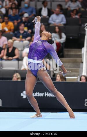 August 25, 2023: Zoe Miller of WCC performs her floor routine during
