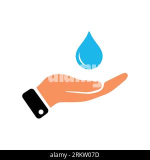 Hand and water drop vector icon Stock Vector