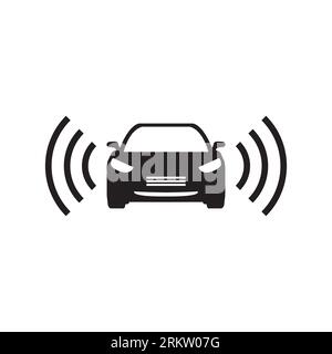 Smart car icon in black simple design on an isolated background. EPS 10 vector. Stock Vector