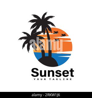 Sunset logo icon vector template. Stock Vector