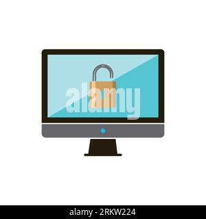 Security Computer Lock Icon Logo Design Element Stock Vector