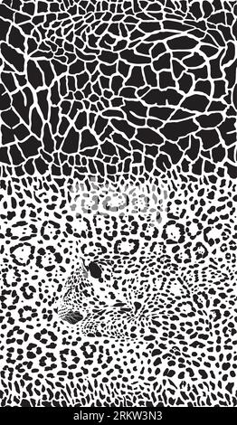 Giraffe and leopard seamless background Stock Vector