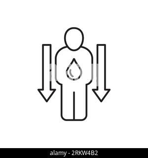 dehydration, low body water line icon Stock Vector