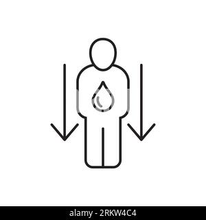 dehydration, low body water line icon Stock Vector