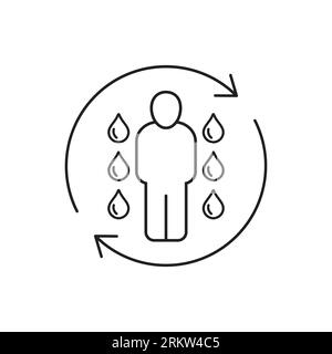 rehydrate line icon, restore water balance Stock Vector