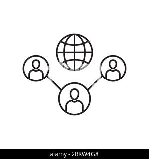 outsourcing line icon with people Stock Vector