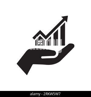 Growing graph icon. Infographic in hand. Vector icon isolated on white background.ctor icon Stock Vector