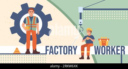 Collage in flat style with construction workers in uniform vector illustration Stock Vector