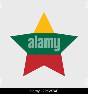 Lithuania flag vector icons set of illustrations in the shape of heart, star, circle and map Stock Vector