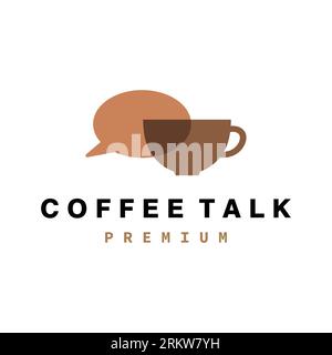 Coffee talk logo. Coffee chat simple line logo. Stock Vector