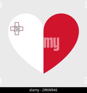 Malta flag vector icons set of illustrations in the shape of heart, star, circle and map. Stock Vector