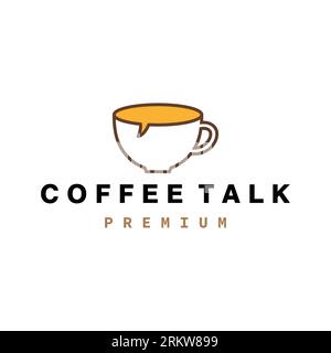 Coffee House Talk Story Conversation Shop Logo Design Template Cup Mug Message. Creative Concept Isolated Vector Stock Vector