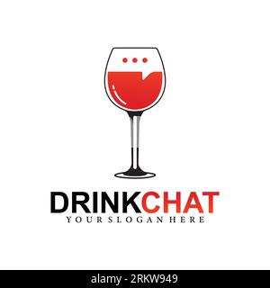 Drink chat logo template design Stock Vector