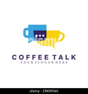coffee talk chat bubble social logo vector icon illustration Stock Vector
