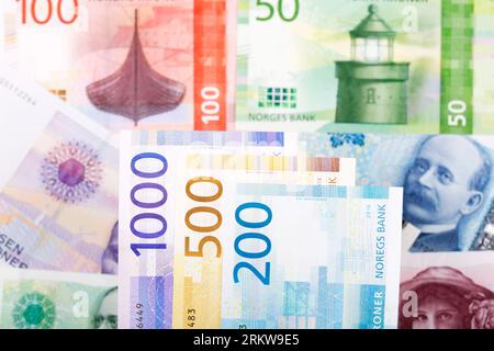 Norwegian money - krone a business background Stock Photo - Alamy
