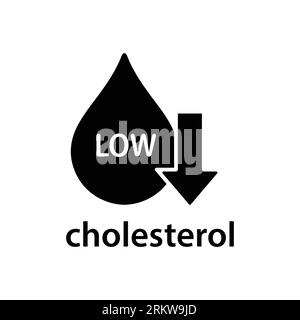 Low cholesterol icon. Symptoms of Metabolic Syndrome. Low HDL-Cholesterol. heart care cardiology sign. Solid style. Vector illustration. Design on whi Stock Vector