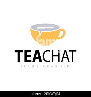 Tea chat logo. Sign in form of cup and bubble speech Stock Vector