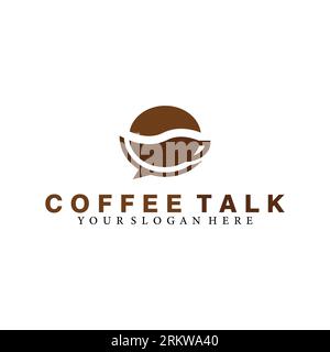 coffee talk combination of coffee beans and chat bubble. social logo vector icon illustration template. Stock Vector