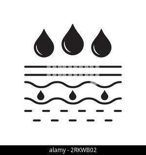 Moisture Skin Concept Line Icon. Moisturizing Face and Body Skin Linear Pictogram. Skin Layer Absorb Water Drop Outline Icon. Anti Dry Skincare. Edita Stock Vector
