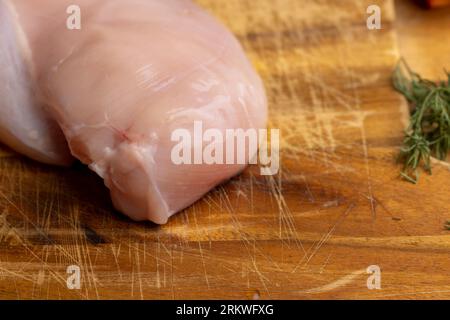 Freshly washed and skinned chicken meat, chicken fillets ready for cooking Stock Photo