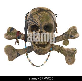 Pirate Skull and Crossbones Isolated Stock Photo