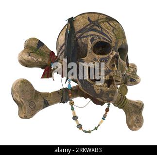 Pirate Skull and Crossbones Isolated Stock Photo