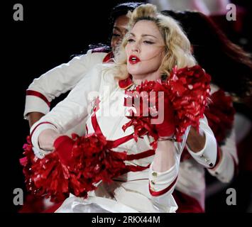 Bildnummer: 58880756  Datum: 04.12.2012  Copyright: imago/Xinhua U.S. pop singer Madonna performs during her concert of her MDNA tour held at Morumbi Stadium, in Sao Paulo, Brazil, on Dec. 4, 2012. (Xinhua/Estado Conteudo/Agencia Estado) (da) (py) BRAZIL OUT (syq) BRAZIL-SAO PAULO-MADONNA PUBLICATIONxNOTxINxCHN Kultur Entertainment People Konzert Musik Aktion x0x xdd premiumd 2012 quadrat     58880756 Date 04 12 2012 Copyright Imago XINHUA U S Pop Singer Madonna performs during her Concert of her  Tour Hero AT Morumbi Stage in Sao Paulo Brazil ON DEC 4 2012 XINHUA Estado  Agencia Estado there Stock Photo