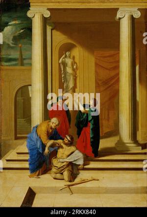 Peter and John heal a lame man in the temple circa 1650 by Bertholet ...
