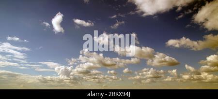 Different types of clouds in deep blue sky. Summer sky background Stock ...