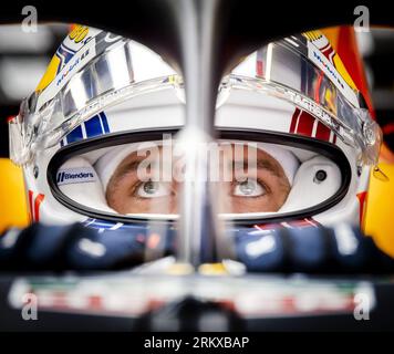 ZANDVOORT - Max Verstappen (Red Bull Racing) during the third free practice session ahead of the F1 Grand Prix of the Netherlands at Circuit Zandvoort on August 26, 2023 in Zandvoort, Netherlands. ANP KOEN VAN WEEL Stock Photo