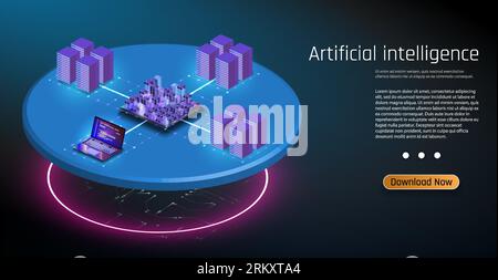 Artificial intelligence chatbot on technology background, AI Chatbot concept. Artificial intelligence and neural network. AI Chatbot concept, vector i Stock Vector
