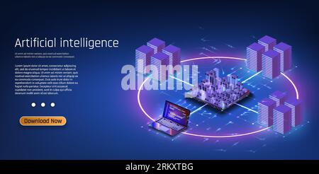 Artificial intelligence chatbot on technology background, AI Chatbot concept. Artificial intelligence and neural network. AI Chatbot concept, vector i Stock Vector