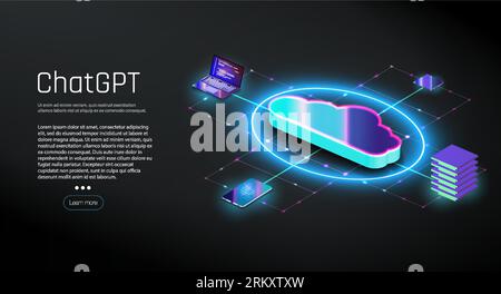 Artificial intelligence chatbot on technology background, ChatGPT AI Chatbot concept ChatGPT concept. Artificial intelligence and neural network.  Cha Stock Vector
